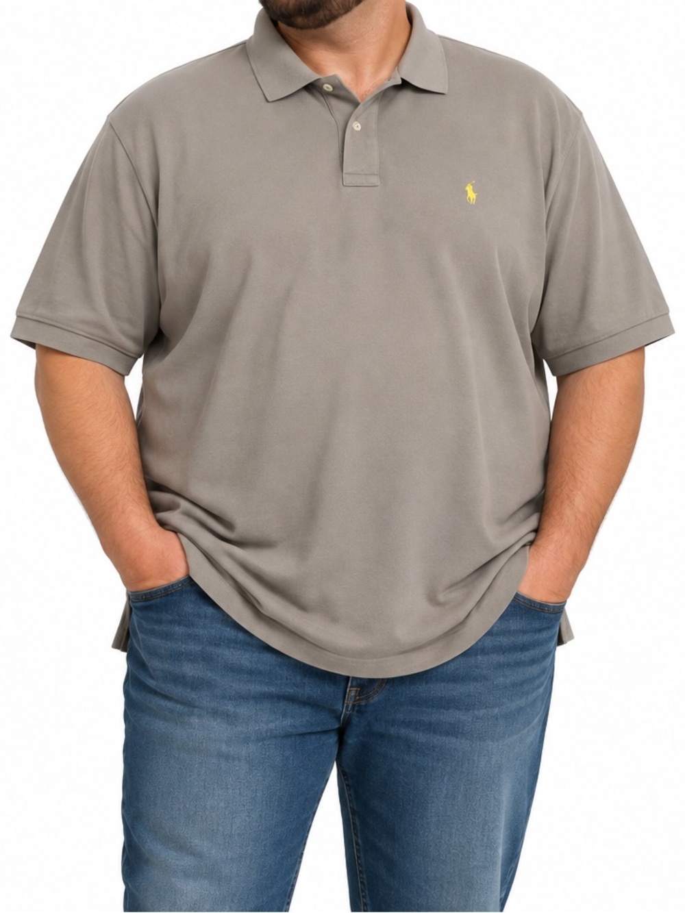 Polo Ralph Lauren Men’s Gray Polo Shirt Yellow Pony | Size 4XLT Tall